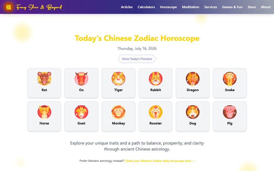Screenshot of the Feng Shui & Beyond website